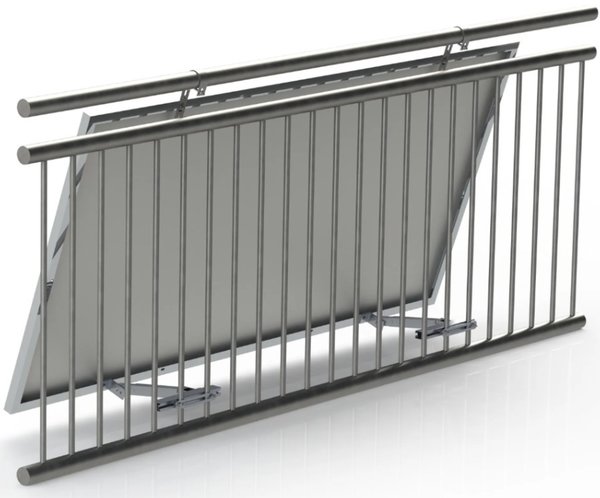 Balkonkraftwerk Montageset - Solarmodul Halterung x2 für Geländer - bis 30° verstellbare Neigung